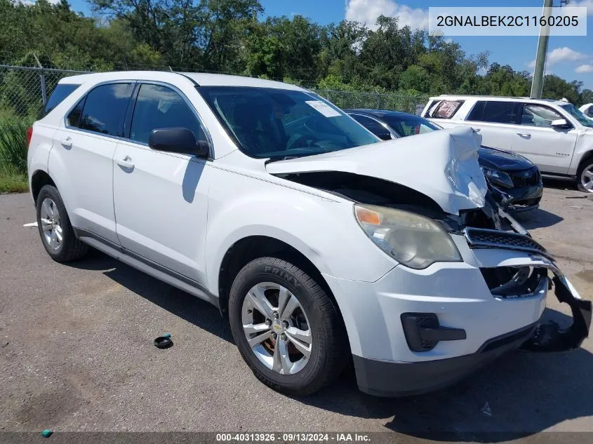 2012 Chevrolet Equinox Ls VIN: 2GNALBEK2C1160205 Lot: 40313926