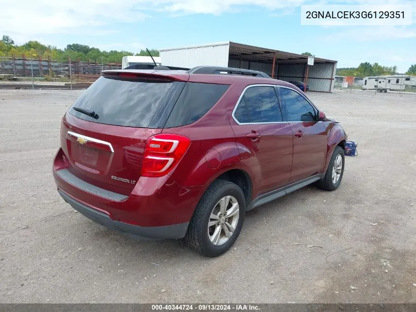 2016 Chevrolet Equinox Lt VIN: 2GNALCEK3G6129351 Lot: 40344724