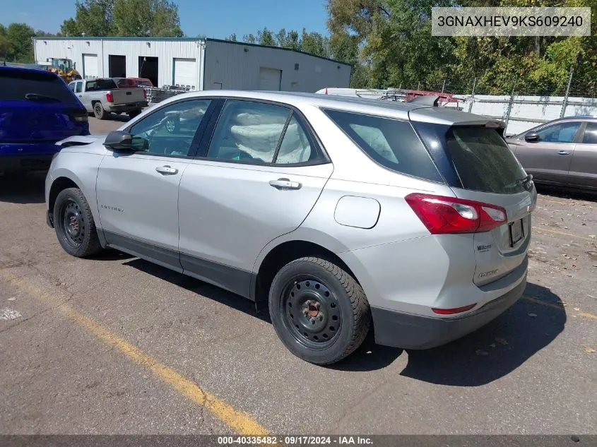 2019 Chevrolet Equinox Ls VIN: 3GNAXHEV9KS609240 Lot: 40335482