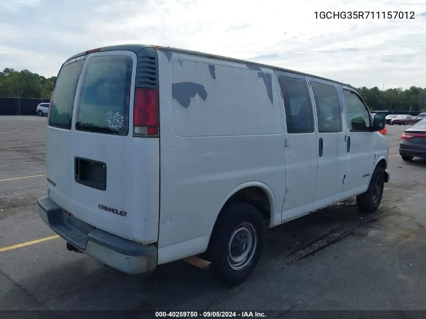 2001 Chevrolet Express VIN: 1GCHG35R711157012 Lot: 40259750