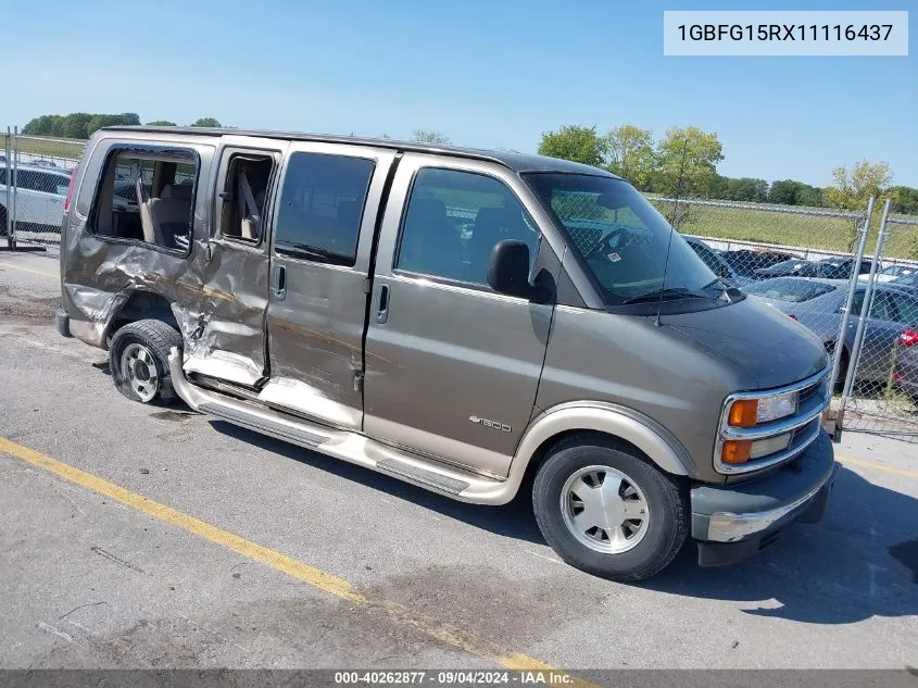 2001 Chevrolet Express Upfitter VIN: 1GBFG15RX11116437 Lot: 40262877