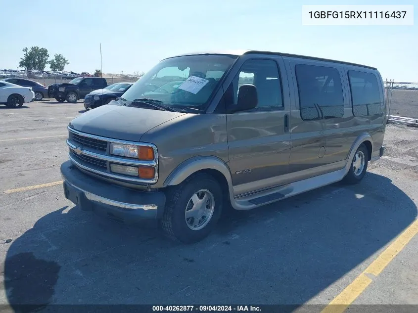 2001 Chevrolet Express Upfitter VIN: 1GBFG15RX11116437 Lot: 40262877