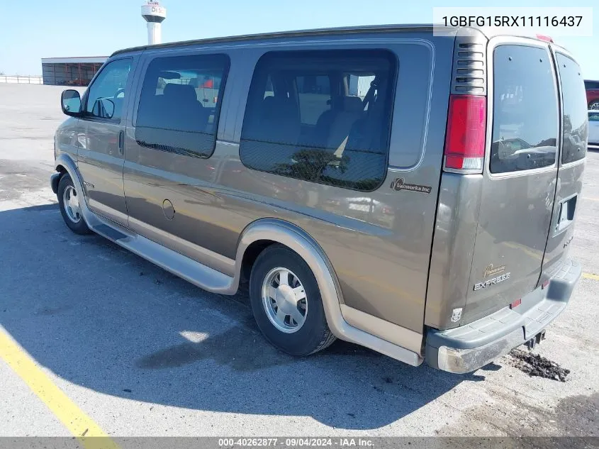 2001 Chevrolet Express Upfitter VIN: 1GBFG15RX11116437 Lot: 40262877