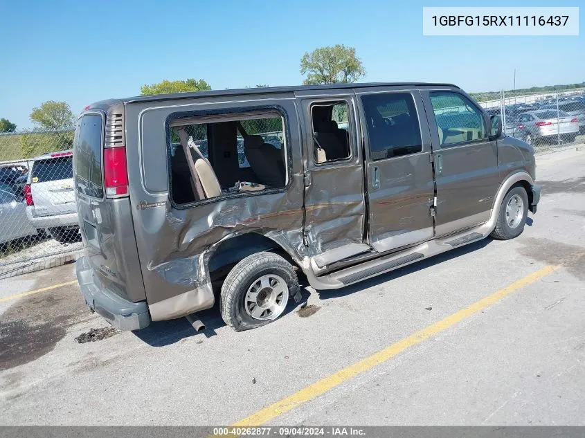 2001 Chevrolet Express Upfitter VIN: 1GBFG15RX11116437 Lot: 40262877