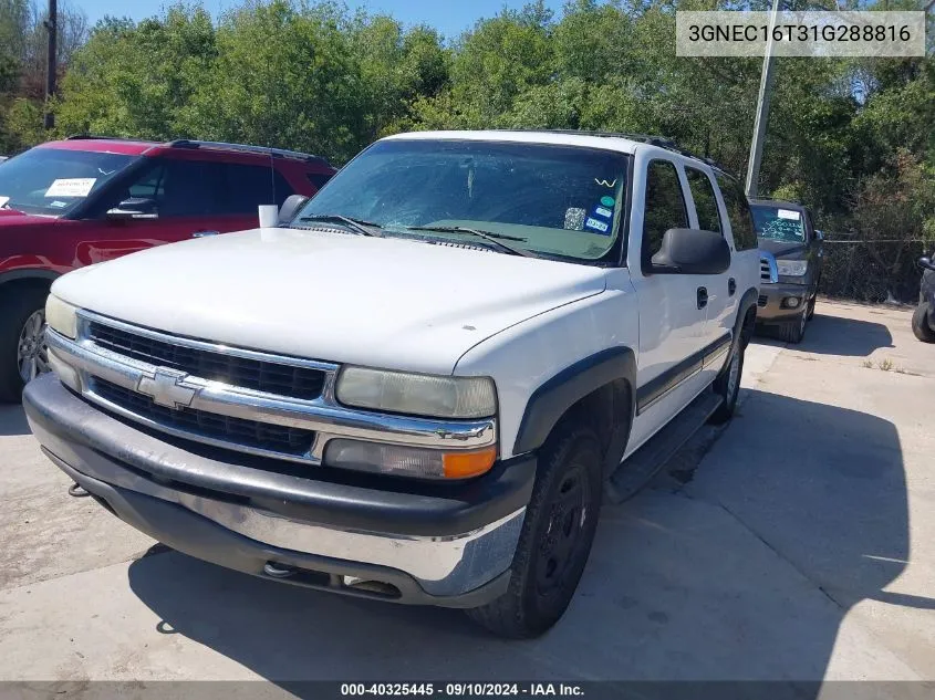 2001 Chevrolet Suburban 1500 Ls VIN: 3GNEC16T31G288816 Lot: 40325445