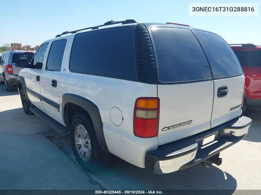 2001 Chevrolet Suburban 1500 Ls VIN: 3GNEC16T31G288816 Lot: 40325445