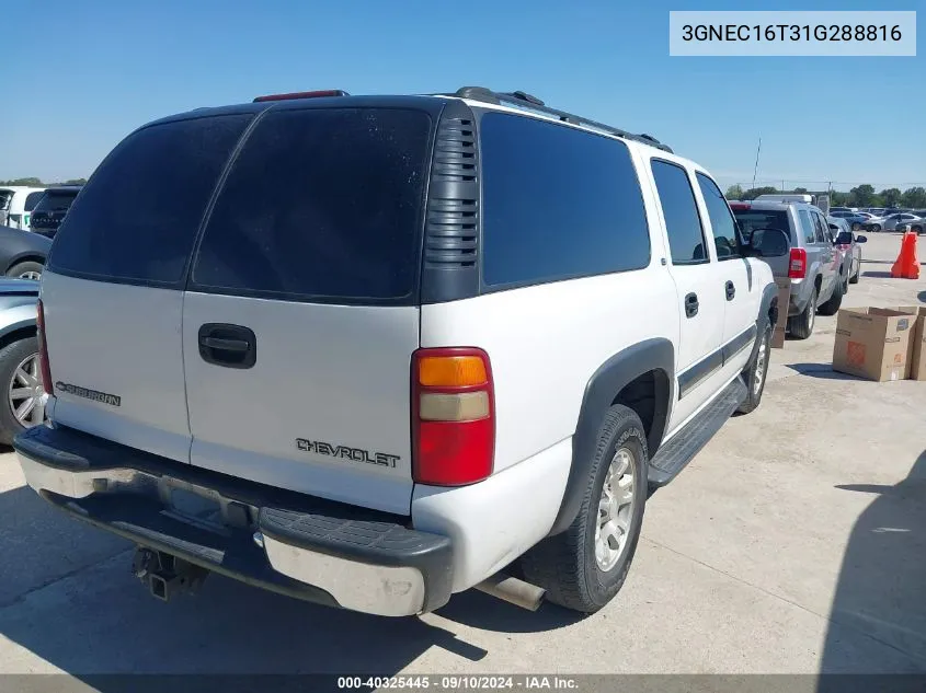 2001 Chevrolet Suburban 1500 Ls VIN: 3GNEC16T31G288816 Lot: 40325445