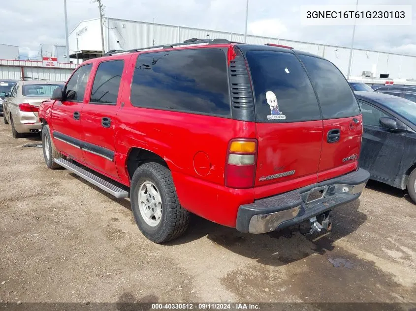 2001 Chevrolet Suburban 1500 Ls VIN: 3GNEC16T61G230103 Lot: 40330512