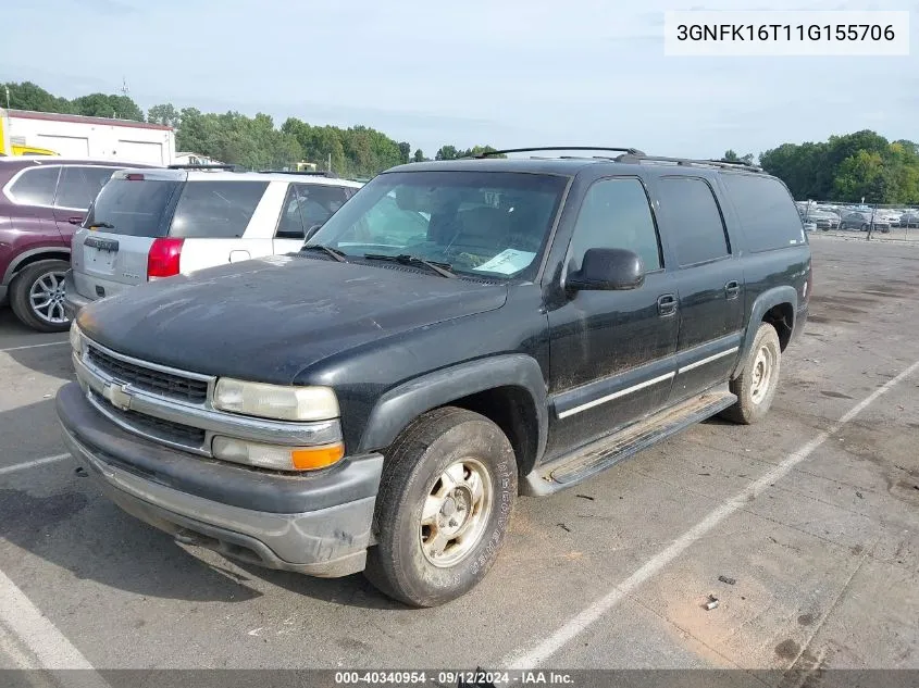 2001 Chevrolet Suburban 1500 Lt VIN: 3GNFK16T11G155706 Lot: 40340954