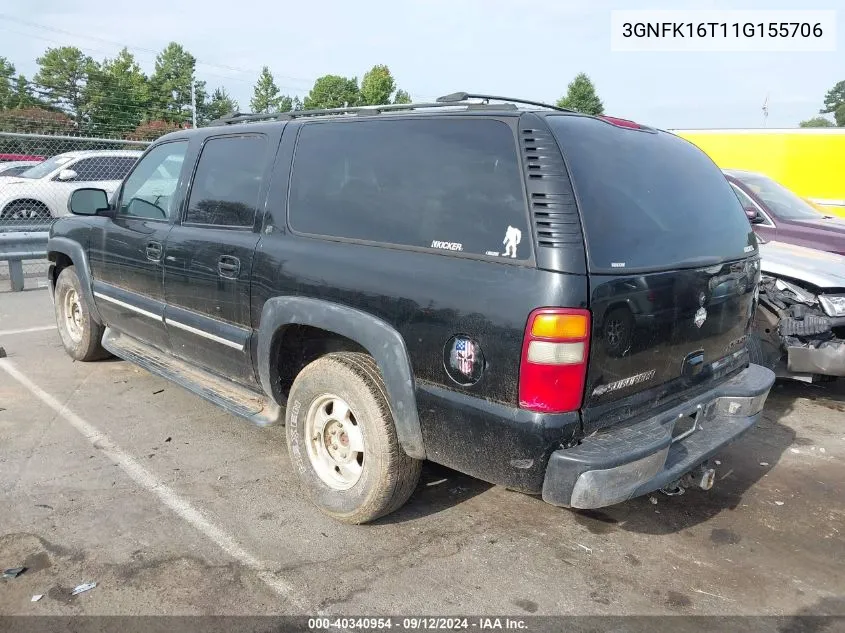 2001 Chevrolet Suburban 1500 Lt VIN: 3GNFK16T11G155706 Lot: 40340954