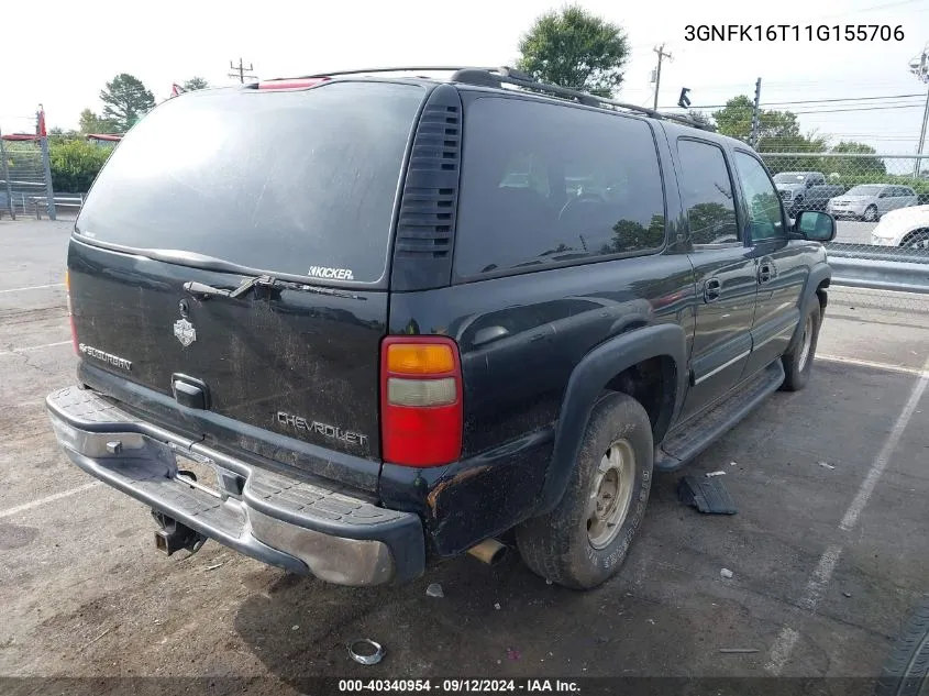 2001 Chevrolet Suburban 1500 Lt VIN: 3GNFK16T11G155706 Lot: 40340954