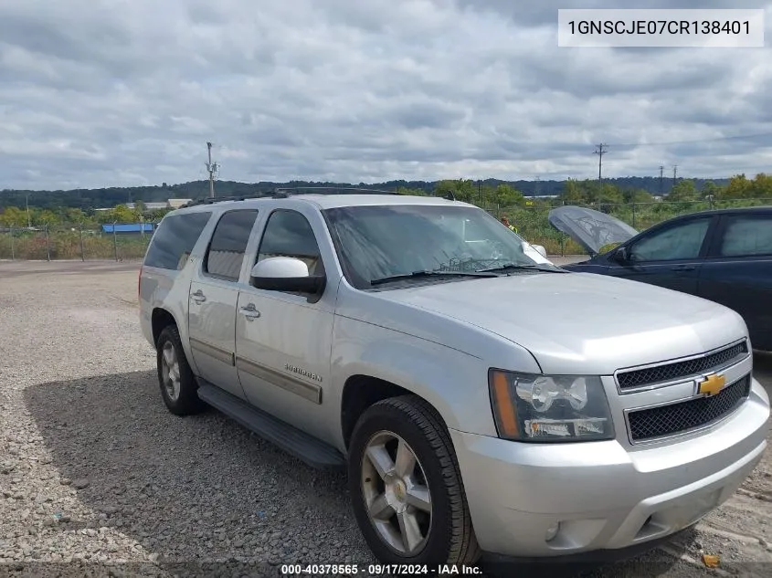 2012 Chevrolet Suburban 1500 Lt VIN: 1GNSCJE07CR138401 Lot: 40378565