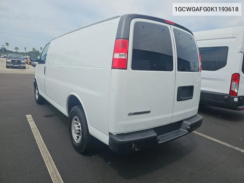 2019 Chevrolet Express G2500 VIN: 1GCWGAFG0K1193618 Lot: 40363529