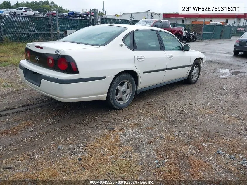 2005 Chevrolet Impala VIN: 2G1WF52E759316211 Lot: 40345520