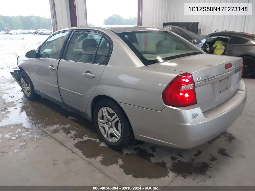 2007 Chevrolet Malibu Ls VIN: 1G1ZS58N47F273148 Lot: 40346984