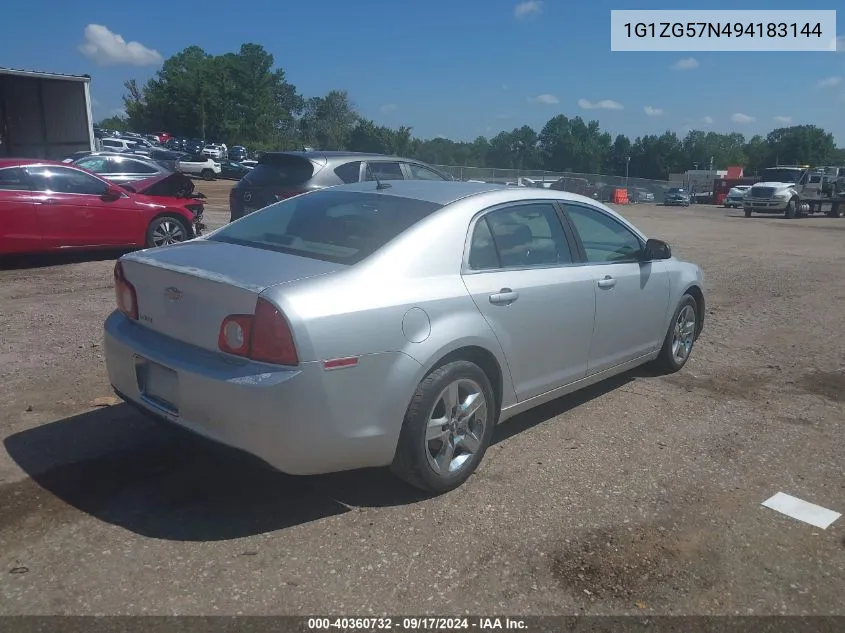 2009 Chevrolet Malibu Ls VIN: 1G1ZG57N494183144 Lot: 40360732