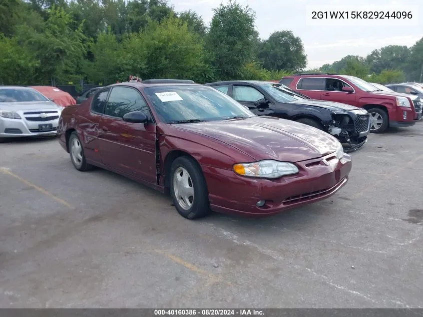 2002 Chevrolet Monte Carlo Ss VIN: 2G1WX15K829244096 Lot: 40160386