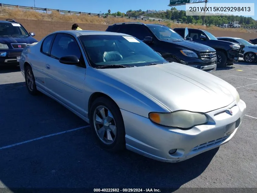 2002 Chevrolet Monte Carlo Ss VIN: 2G1WX15K029298413 Lot: 40222682