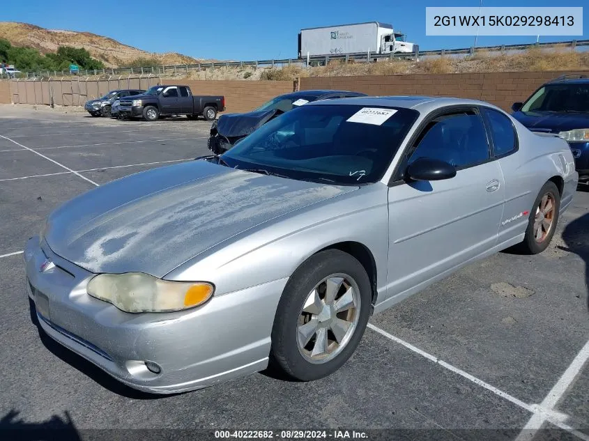 2002 Chevrolet Monte Carlo Ss VIN: 2G1WX15K029298413 Lot: 40222682