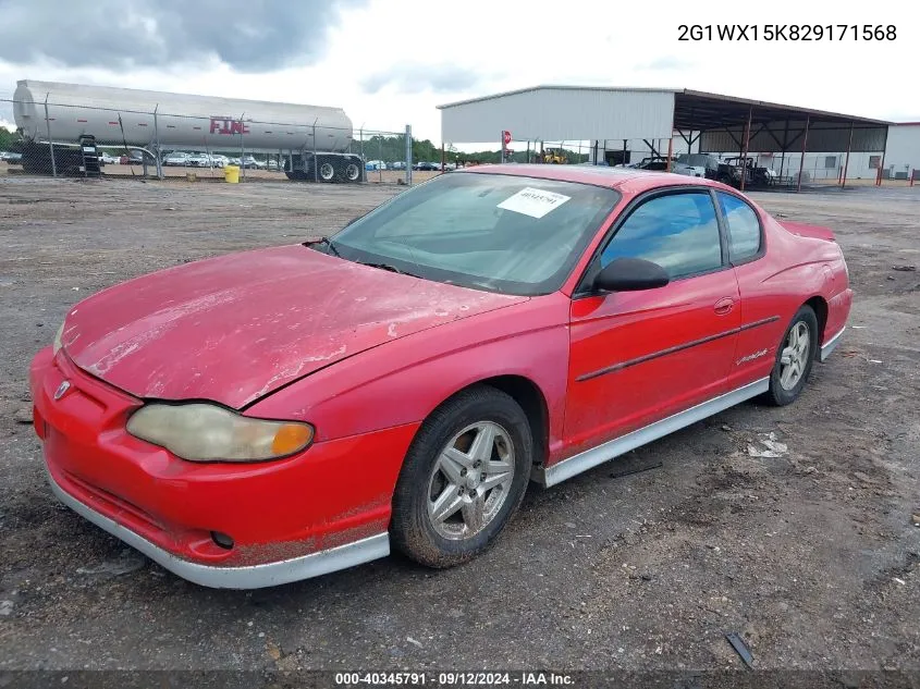 2002 Chevrolet Monte Carlo Ss VIN: 2G1WX15K829171568 Lot: 40345791