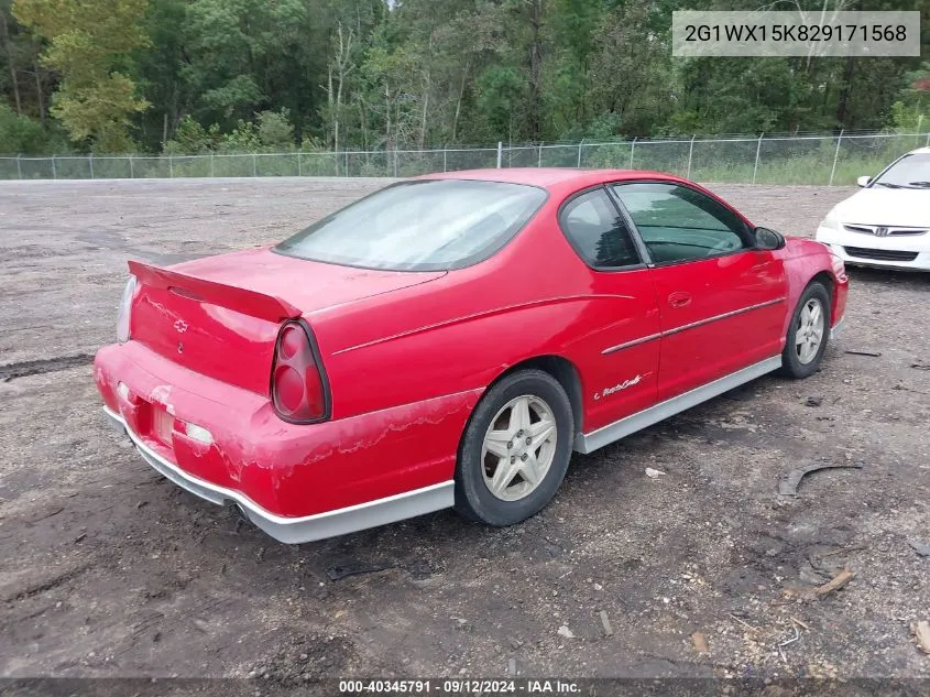 2002 Chevrolet Monte Carlo Ss VIN: 2G1WX15K829171568 Lot: 40345791