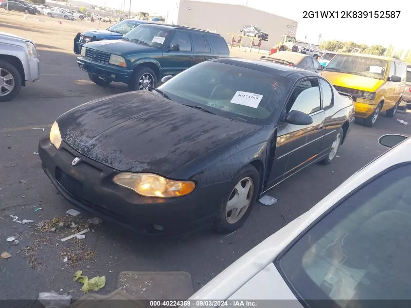 2003 Chevrolet Monte Carlo Ss VIN: 2G1WX12K839152587 Lot: 40224359