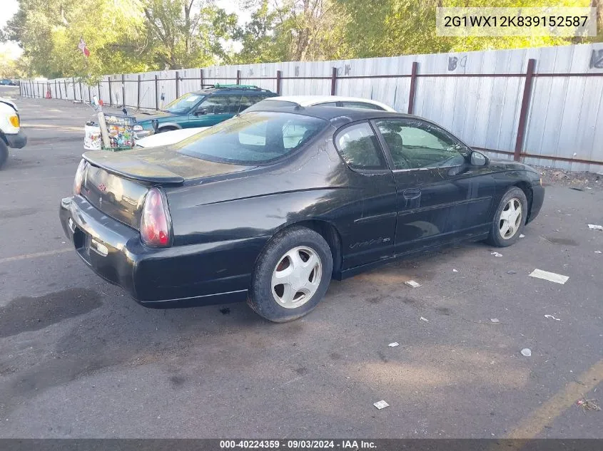 2G1WX12K839152587 2003 Chevrolet Monte Carlo Ss