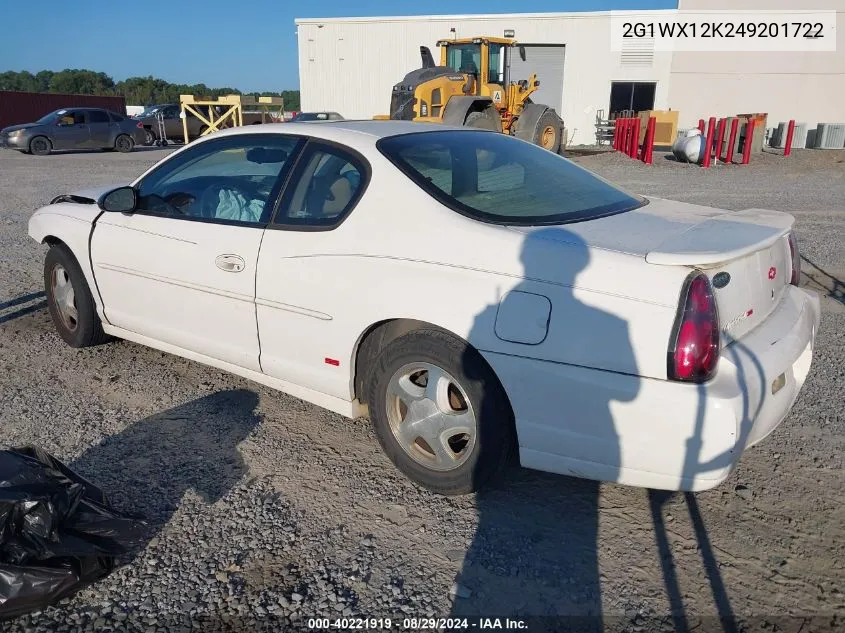 2G1WX12K249201722 2004 Chevrolet Monte Carlo Ss