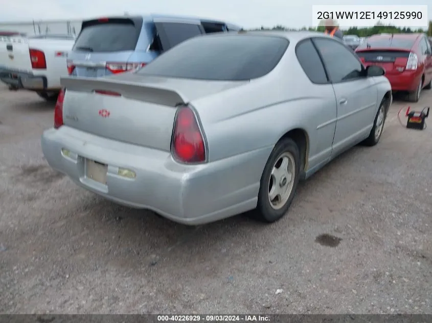 2004 Chevrolet Monte Carlo Ls VIN: 2G1WW12E149125990 Lot: 40226929