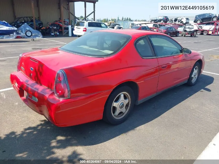 2004 Chevrolet Monte Carlo Ls VIN: 2G1WW12E449105619 Lot: 40264067