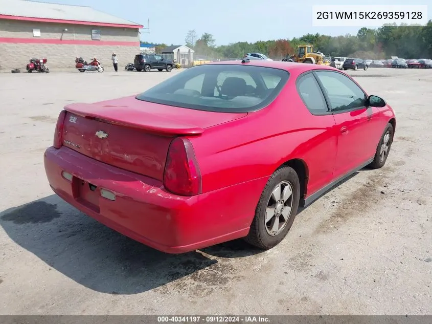 2006 Chevrolet Monte Carlo Lt VIN: 2G1WM15K269359128 Lot: 40341197