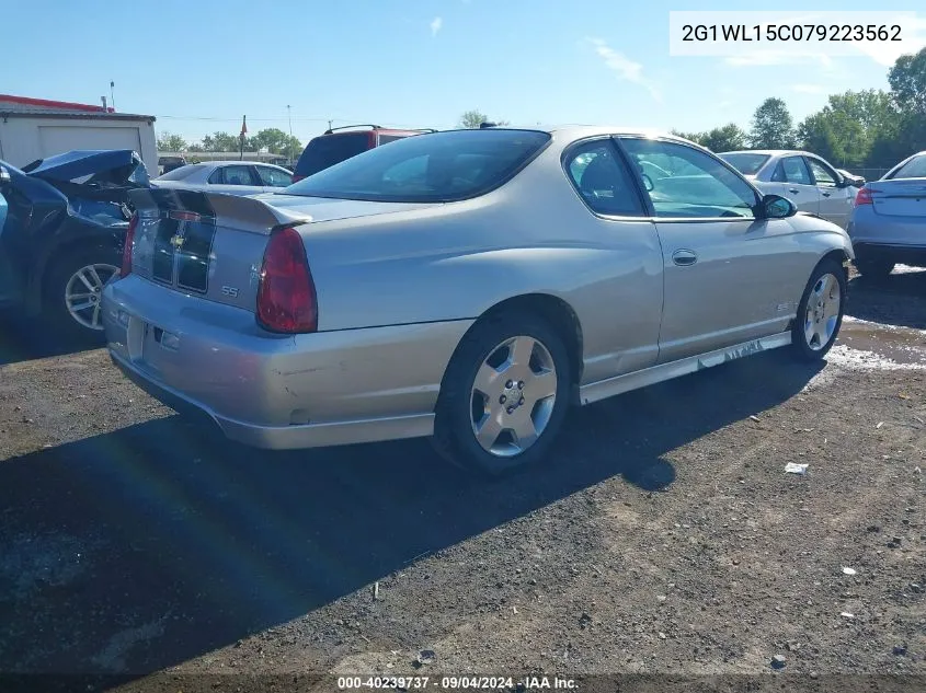 2007 Chevrolet Monte Carlo Ss VIN: 2G1WL15C079223562 Lot: 40239737