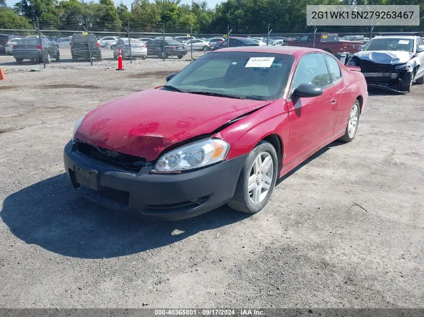 2007 Chevrolet Monte Carlo Lt VIN: 2G1WK15N279263467 Lot: 40365801