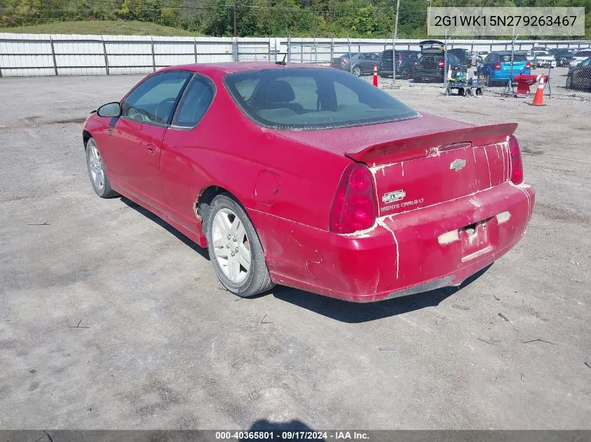 2007 Chevrolet Monte Carlo Lt VIN: 2G1WK15N279263467 Lot: 40365801