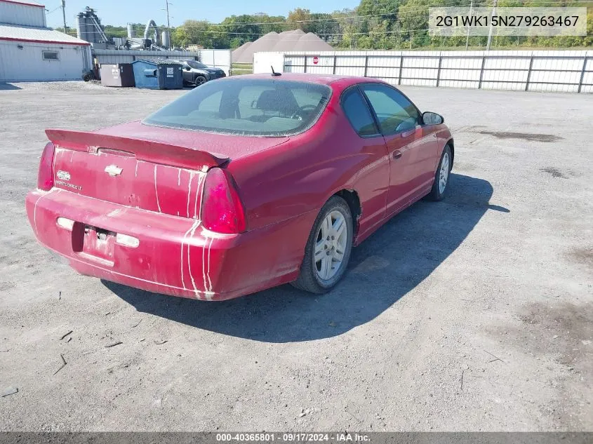 2007 Chevrolet Monte Carlo Lt VIN: 2G1WK15N279263467 Lot: 40365801