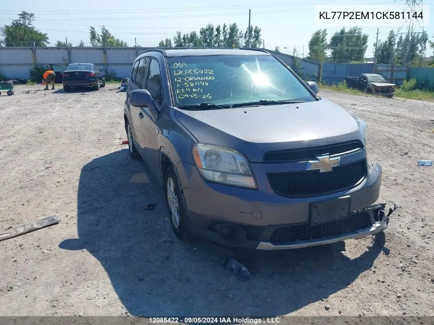 2012 Chevrolet Orlando VIN: KL77P2EM1CK581144 Lot: 12085422