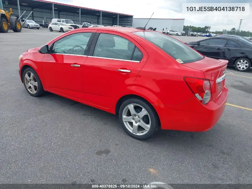 1G1JE5SB4G4138718 2016 Chevrolet Sonic Ltz Auto