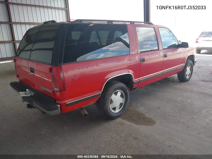 1996 Chevrolet Suburban K1500 VIN: 1GNFK16R0TJ352033 Lot: 40338365