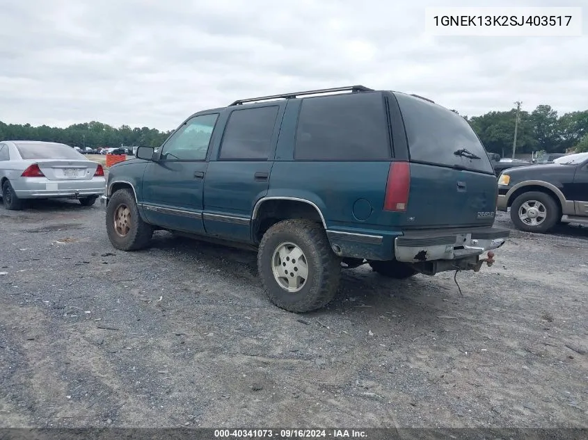 1995 Chevrolet Tahoe K1500 VIN: 1GNEK13K2SJ403517 Lot: 40341073