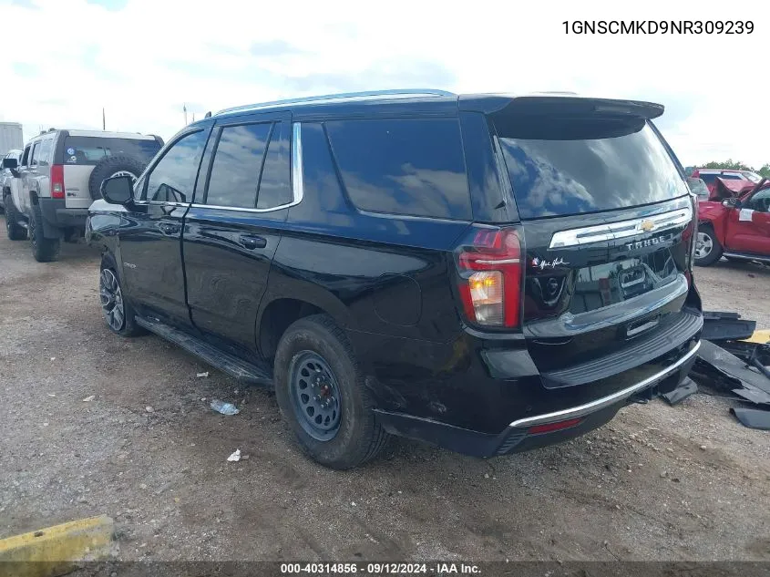 1GNSCMKD9NR309239 2022 Chevrolet Tahoe 2Wd Ls