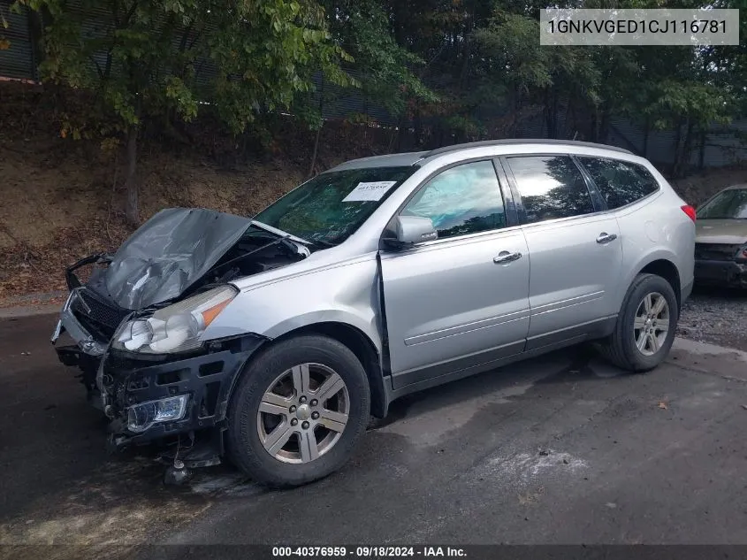 2012 Chevrolet Traverse Lt VIN: 1GNKVGED1CJ116781 Lot: 40376959