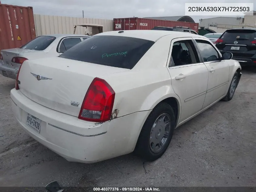 2007 Chrysler 300 Touring VIN: 2C3KA53GX7H722503 Lot: 40377376