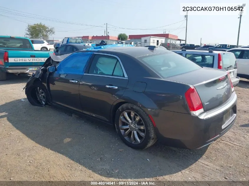 2C3CCAKG7GH106542 2016 Chrysler 300C