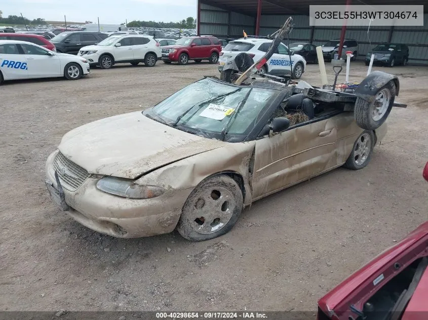 1998 Chrysler Sebring Jxi VIN: 3C3EL55H3WT304674 Lot: 40298654