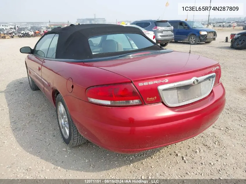 2004 Chrysler Sebring Limited VIN: 1C3EL65R74N287809 Lot: 12071151