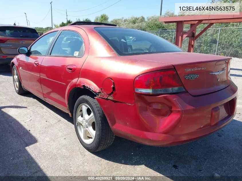 2005 Chrysler Sebring VIN: 1C3EL46X45N563575 Lot: 40259921