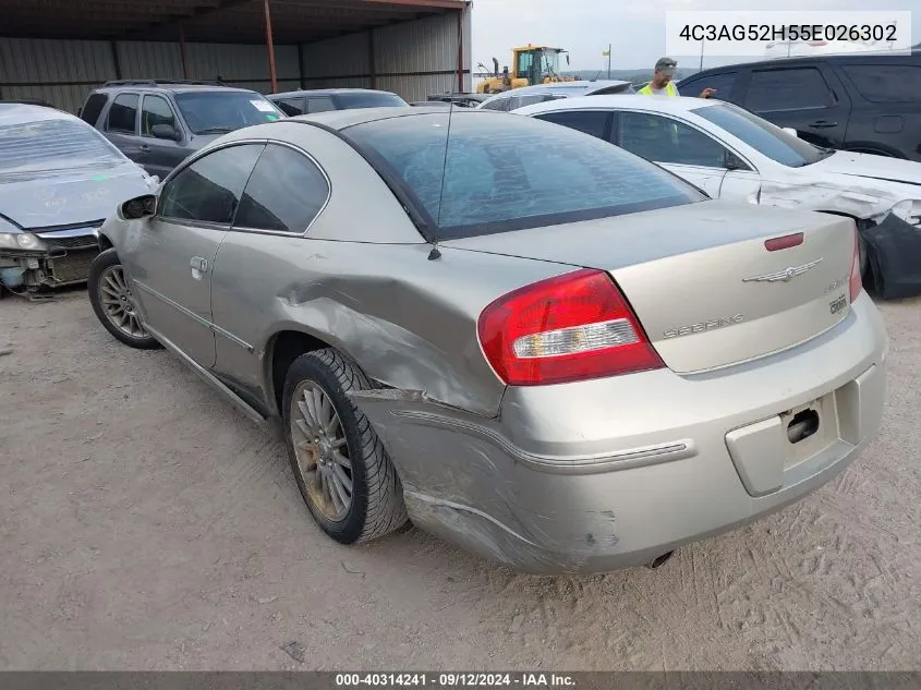 2005 Chrysler Sebring Limited VIN: 4C3AG52H55E026302 Lot: 40314241