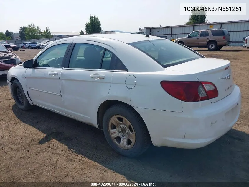 2007 Chrysler Sebring VIN: 1C3LC46K87N551251 Lot: 40299677