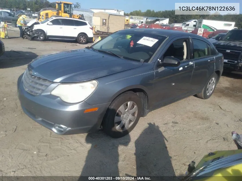 2008 Chrysler Sebring Lx VIN: 1C3LC46K78N122636 Lot: 40301203