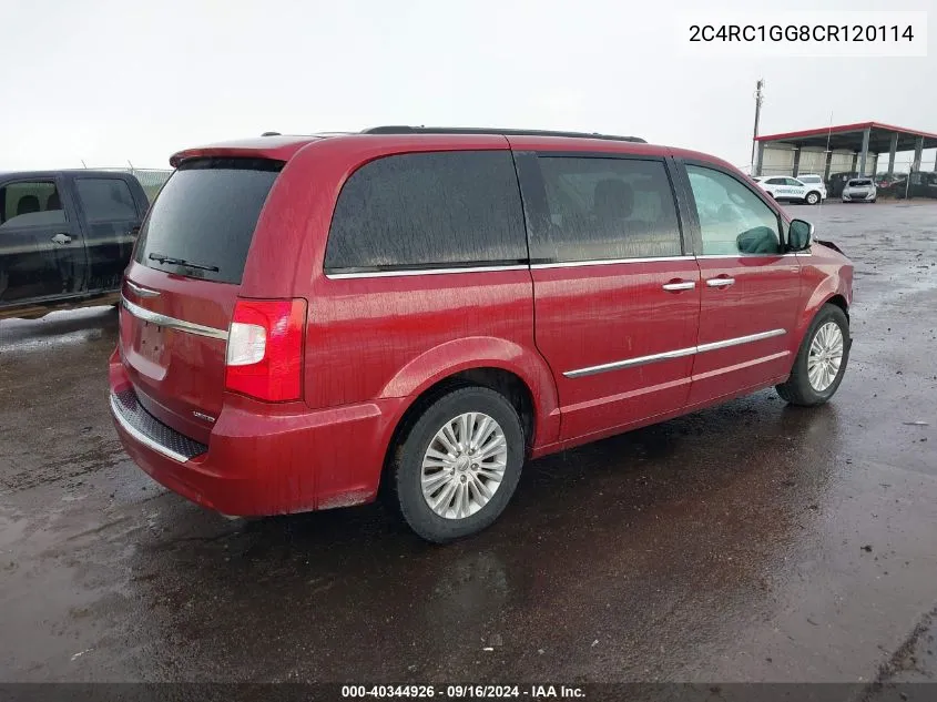 2012 Chrysler Town & Country Limited VIN: 2C4RC1GG8CR120114 Lot: 40344926